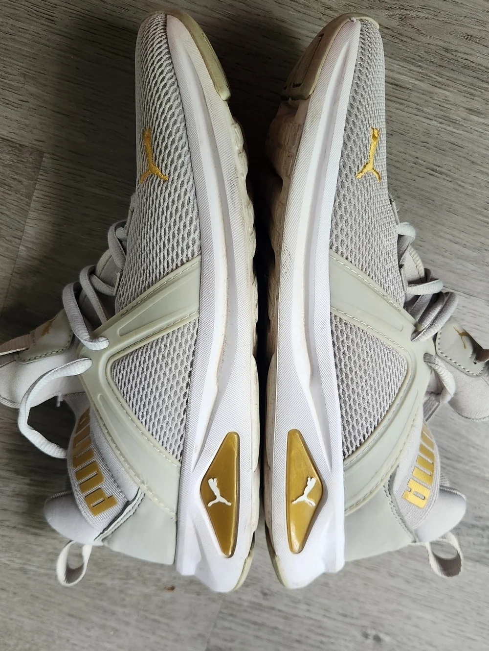 Puma Women's Enzo 2 Metal training sneakers gray and gold women size 8.5